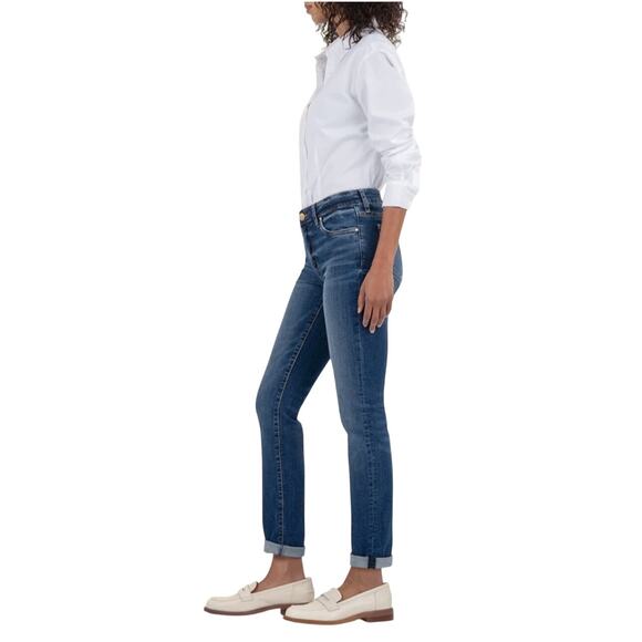 KUT from the Kloth jeans women's sz 4 Blue Catherine Mid Rise Boyfriend Preppy - Picture 2 of 16